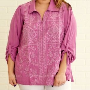 NWT Savanna Jane Dusty Lavender Top, Size 1x